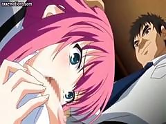 Pink-haired Youngster Sucks On A Dick And Squeezes It Between Her Globes