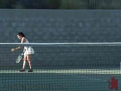 Super Busty Tennis Players Play With A Fucking Machine After Practice